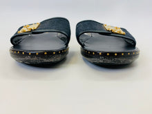 Load image into Gallery viewer, Louis Vuitton Navy Blue Monogram Wooden Clogs Size 40 1/2