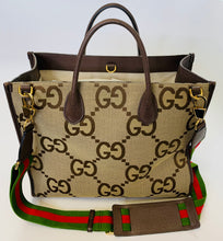 Load image into Gallery viewer, Gucci GG Jumbo Canvas and Leather Tote Bag