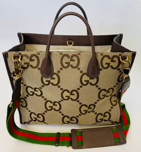 Gucci GG Jumbo Canvas and Leather Tote Bag