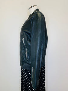 Rag & Bone Black Leather Slim Fit Moto Jacket Size 12