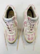 Load image into Gallery viewer, CHANEL Pink and Ivory Tweed CC Sneakers Size 37 1/2