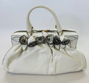 Valentino Garavani White Lacca Fleur Bag