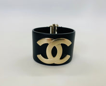 Load image into Gallery viewer, CHANEL Black And Gold CC Wide Cuff Size M