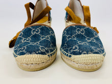 Load image into Gallery viewer, Gucci New Denim GG Espadrille Wedge Size 37