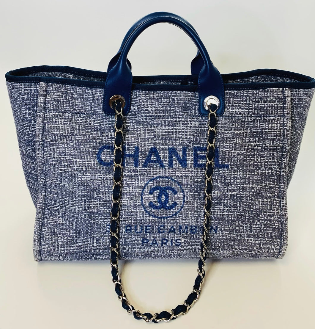 CHANEL Blue Large Deauville Shopping Bag