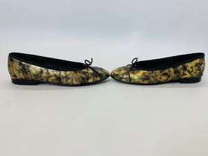 CHANEL Black and Gold Ballerina Flats Size 36