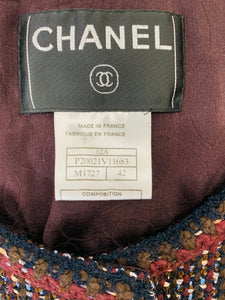 CHANEL Merlot and Black Tweed Jacket Size 42