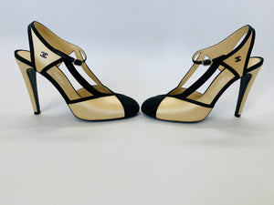 CHANEL CC Side Strappy Pump Size 39 1/2