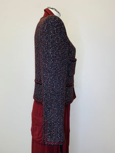 CHANEL Merlot and Black Tweed Jacket Size 42