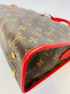 Louis Vuitton Coated Monogram Canvas and Cerise Leather Popincourt Tote PM