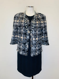 CHANEL Tweed and Fringe Jacket Size 42