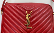 Load image into Gallery viewer, Saint Laurent Red Lou Medium YSL Camera Bag With Tassel