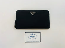 Load image into Gallery viewer, Prada Black Tessuto Nylon Large Zip Around Wallet