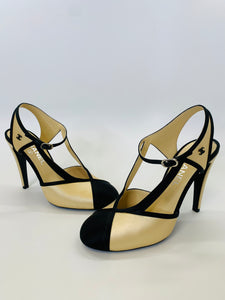 CHANEL CC Side Strappy Pump Size 39 1/2