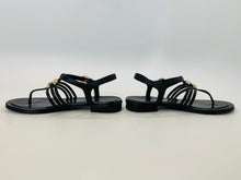 Load image into Gallery viewer, CHANEL Black CC Flat Thong Sandals Size 36