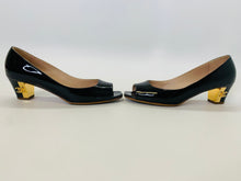 Load image into Gallery viewer, CHANEL Black Patent Leather Peep Toe Pumps Size 38