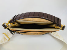 Load image into Gallery viewer, Balmain Bbuzz 22 Brown Calfskin and Raffia Top Handle Bag with Strap