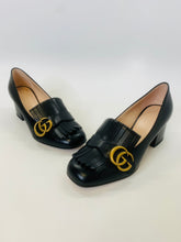 Load image into Gallery viewer, Gucci Black Marmont Kiltie Pump Size 36 1/2