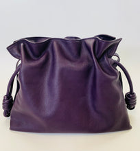 Load image into Gallery viewer, Loewe Eggplant Flamenco Drawstring Clutch With Strap