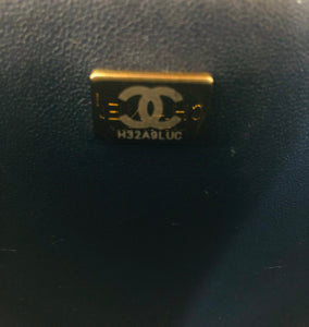 CHANEL Dark Blue Grained Calfskin Medium Boy Bag