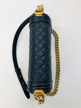 Load image into Gallery viewer, CHANEL Dark Blue Grained Calfskin Medium Boy Bag