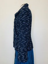 Load image into Gallery viewer, CHANEL Navy Blue and Black Tweed Jacket Size 42