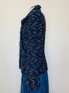 CHANEL Navy Blue and Black Tweed Jacket Size 42