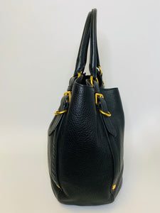 Prada Black Vitello Daino Tote Bag