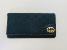 Load image into Gallery viewer, Gucci Black GG Monogram Canvas Long Wallet