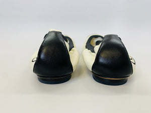CHANEL Ivory and Black Ballerina Flats Size 41