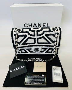 CHANEL White Leather Garden of Versailles Classic Double Flap Bag