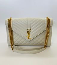 Load image into Gallery viewer, Saint Laurent Cream Large Envelope Flap Bag