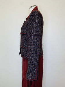 CHANEL Merlot and Black Tweed Jacket Size 42