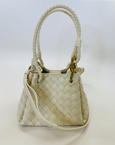 Bottega Veneta Sea Salt Intrecciato Small Parachute Bag