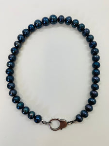 Rainey Elizabeth Blue Peacock Pearl Short Necklace