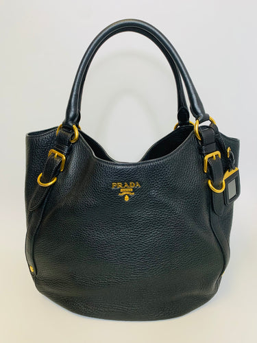 Prada Black Vitello Daino Tote Bag