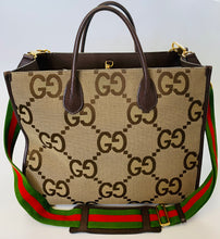 Load image into Gallery viewer, Gucci GG Jumbo Canvas and Leather Tote Bag