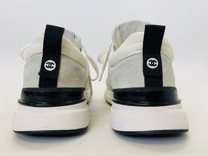 CHANEL Grey and White CC Lace Up Sneakers Size 36