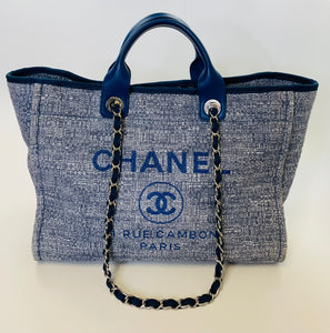 CHANEL Blue Large Deauville Shopping Bag