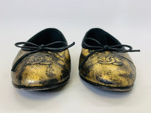 Load image into Gallery viewer, CHANEL Black and Gold Ballerina Flats Size 36