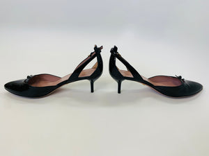 Gucci Black Patent Leather Knotted Tie Pumps Size 36 1/2