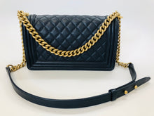 Load image into Gallery viewer, CHANEL Dark Blue Grained Calfskin Medium Boy Bag