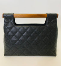 Load image into Gallery viewer, CHANEL Vintage Black Caviar Leather Wooden Handle Bag