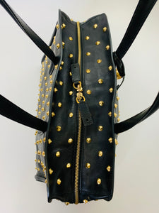 Alexander McQueen Black Skull Padlock Zip Around Studded Satchel