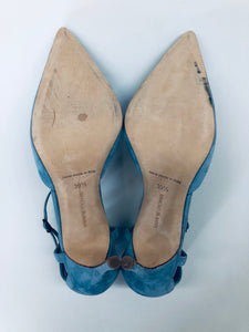 Manolo Blahnik Blue Getta 105 Pumps Size 39 1/2