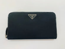 Load image into Gallery viewer, Prada Black Tessuto Nylon Large Zip Around Wallet