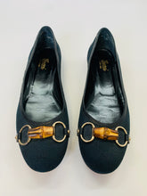 Load image into Gallery viewer, Gucci Black GG Canvas Bamboo Flats Size 11