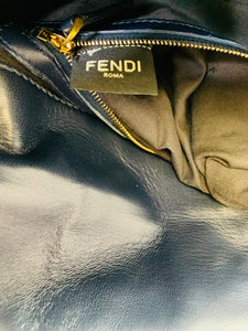 Fendi Navy Blue FF Embossed Baguette Bag