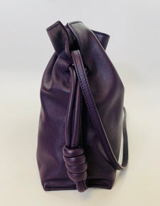 Loewe Eggplant Flamenco Drawstring Clutch With Strap