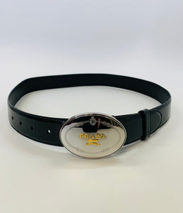 Prada Oval Logo Buckle Belt Size 34/85